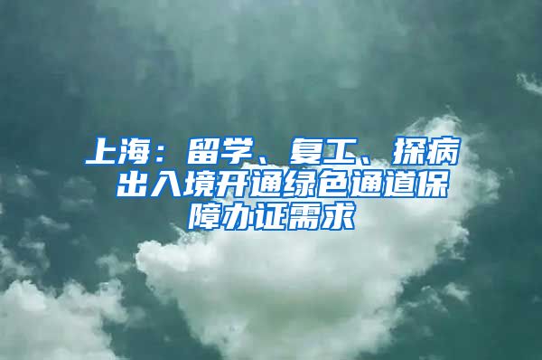 上海:留学、复工、探病 出入境开通绿色通道保障办证需求