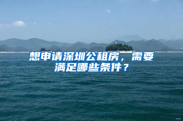 想申请深圳公租房，需要满足哪些条件？