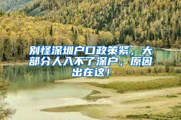 别怪深圳户口政策紧,大部分人入不了深户,原因出在这!
