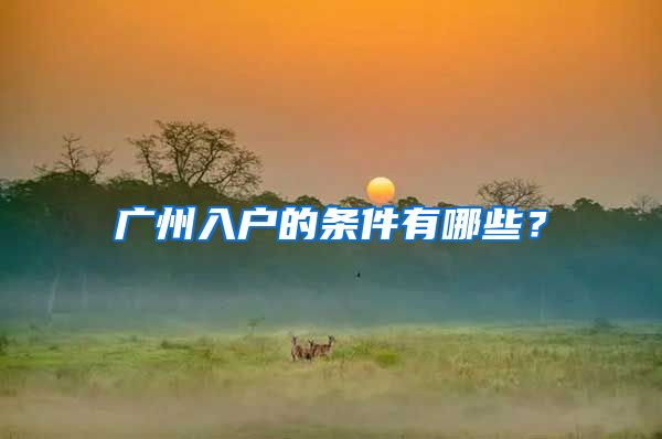 广州入户的条件有哪些?
