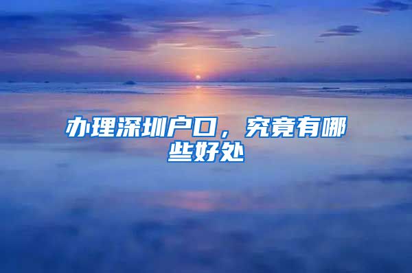 办理深圳户口，究竟有哪些好处