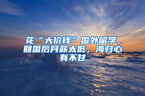 花“大价钱”国外留学，回国后月薪太低，海归心有不甘