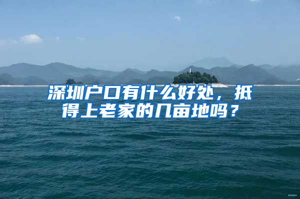 深圳户口有什么好处，抵得上老家的几亩地吗？