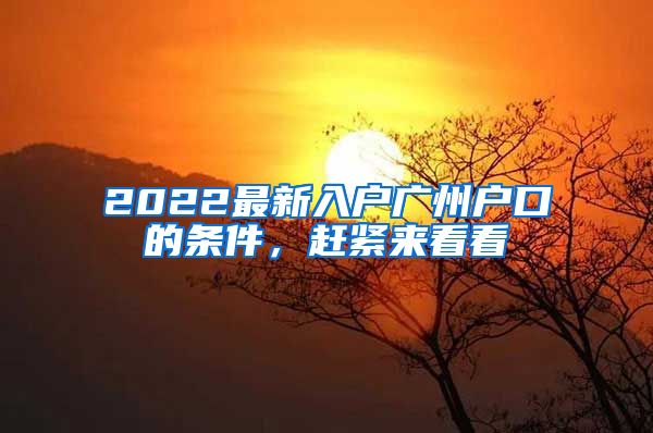 2022最新入户广州户口的条件，赶紧来看看