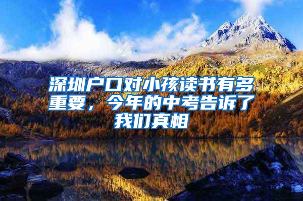 深圳户口对小孩读书有多重要,今年的中考告诉了我们真相