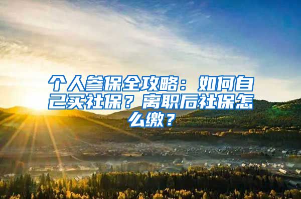 个人参保全攻略:如何自己买社保?离职后社保怎么缴?