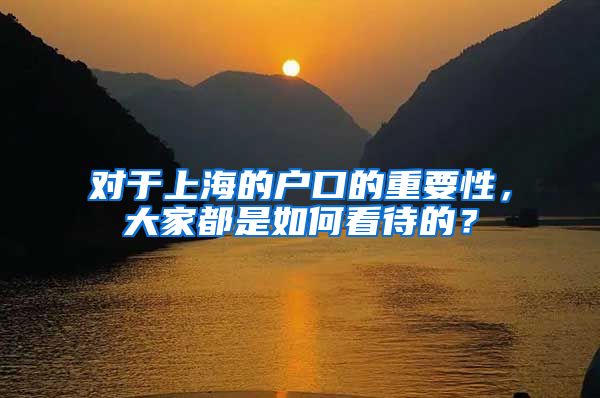 对于上海的户口的重要性,大家都是如何看待的?