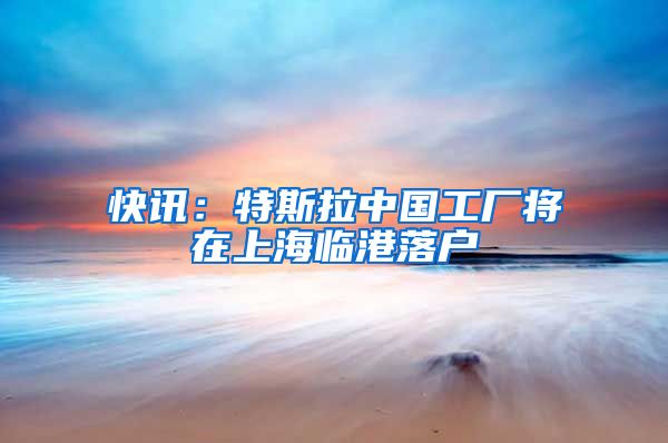 快讯:特斯拉中国工厂将在上海临港落户