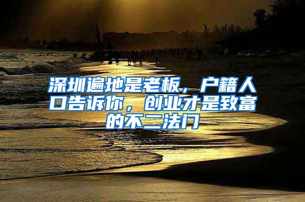 深圳遍地是老板,户籍人口告诉你,创业才是致富的不二法门