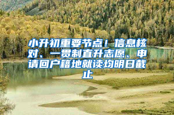 小升初重要节点！信息核对、一贯制直升志愿、申请回户籍地就读均明日截止