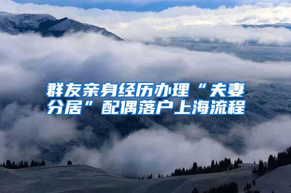 群友亲身经历办理“夫妻分居”配偶落户上海流程