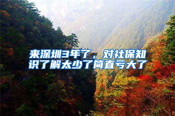 来深圳3年了，对社保知识了解太少了简直亏大了