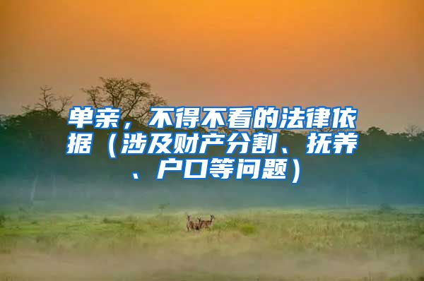 单亲，不得不看的法律依据（涉及财产分割、抚养、户口等问题）