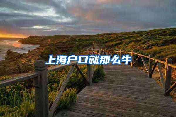 上海户口就那么牛