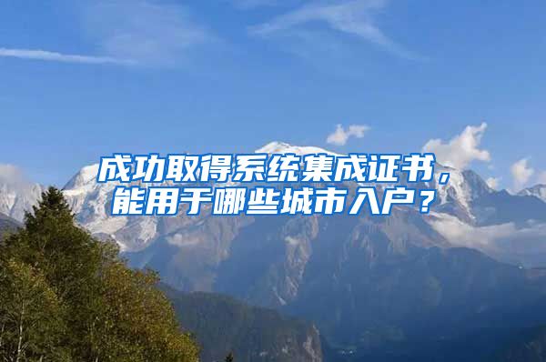 成功取得系统集成证书，能用于哪些城市入户？