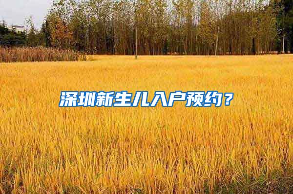 深圳新生儿入户预约?