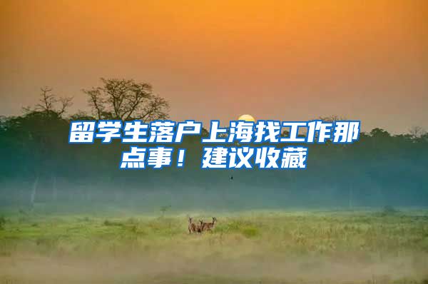 留学生落户上海找工作那点事!建议收藏