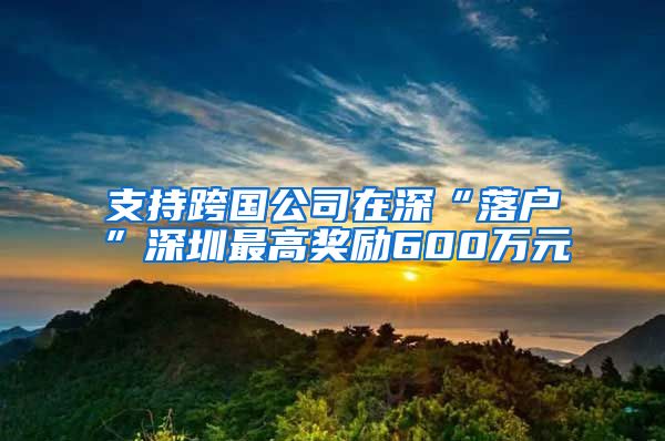 支持跨国公司在深“落户”深圳最高奖励600万元