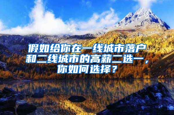 假如给你在一线城市落户和二线城市的高薪二选一,你如何选择?
