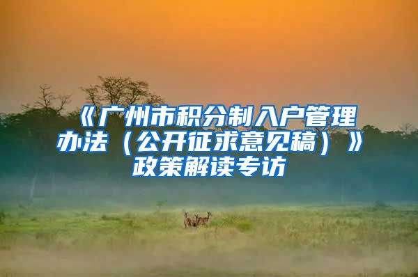 《广州市积分制入户管理办法(公开征求意见稿)》政策解读专访