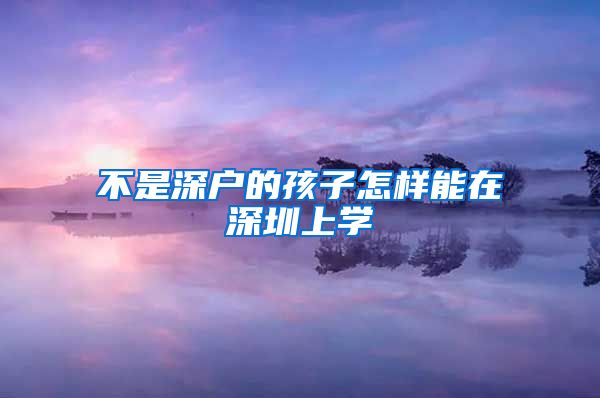 不是深户的孩子怎样能在深圳上学