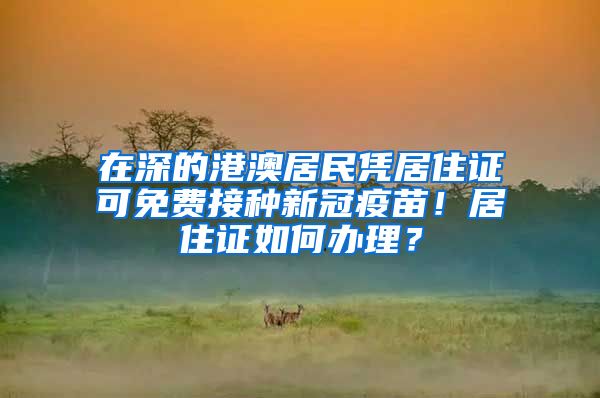 在深的港澳居民凭居住证可免费接种新冠疫苗！居住证如何办理？
