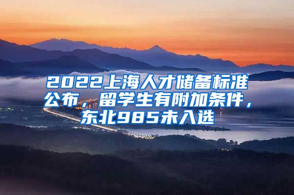 2022上海人才储备标准公布，留学生有附加条件，东北985未入选