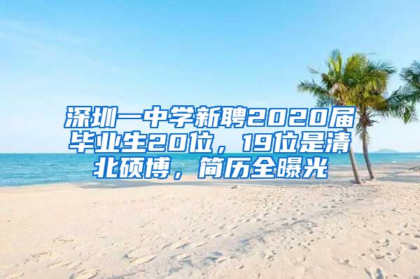 深圳一中学新聘2020届毕业生20位，19位是清北硕博，简历全曝光