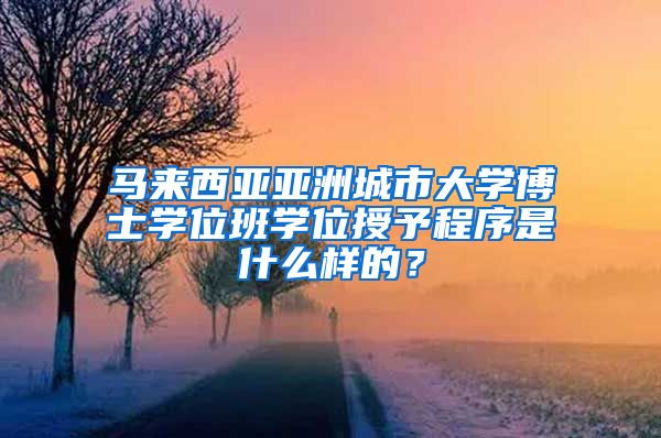 马来西亚亚洲城市大学博士学位班学位授予程序是什么样的？