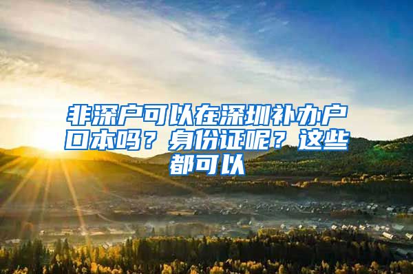 非深户可以在深圳补办户口本吗?身份证呢?这些都可以
