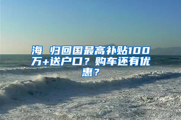 海 归回国最高补贴100万+送户口？购车还有优惠？