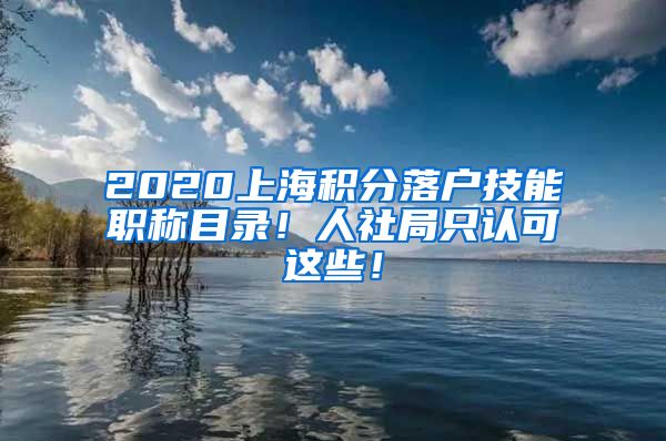 2020上海积分落户技能职称目录!人社局只认可这些!