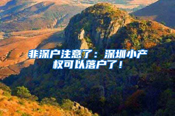 非深户注意了:深圳小产权可以落户了!
