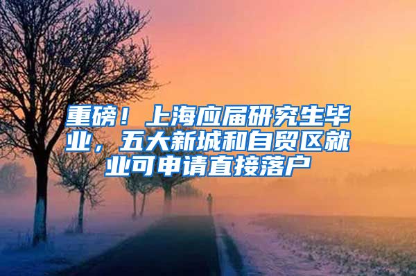 重磅!上海应届研究生毕业,五大新城和自贸区就业可申请直接落户