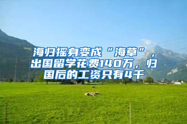 海归摇身变成“海草”，出国留学花费140万，归国后的工资只有4千