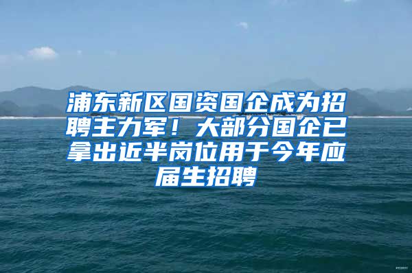 浦东新区国资国企成为招聘主力军!大部分国企已拿出近半岗位用于今年应届生招聘