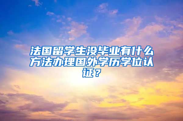 法国留学生没毕业有什么方法办理国外学历学位认证?