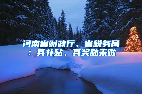 河南省财政厅、省税务局：真补贴、真奖励来啦