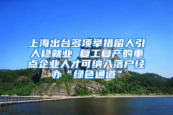 上海出台多项举措留人引人稳就业 复工复产的重点企业人才可纳入落户经办“绿色通道”