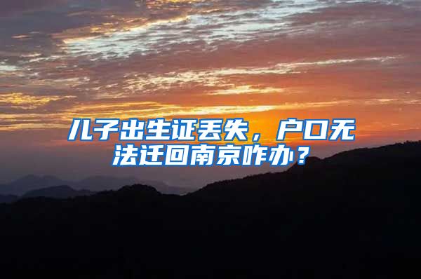 儿子出生证丢失，户口无法迁回南京咋办？