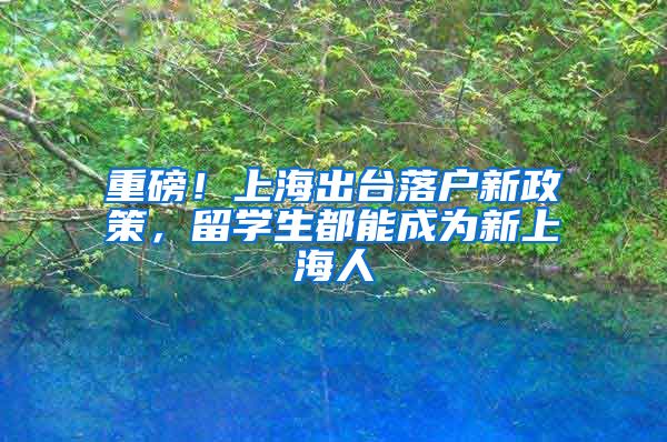 重磅!上海出台落户新政策,留学生都能成为新上海人