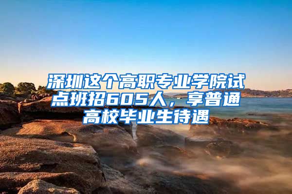 深圳这个高职专业学院试点班招605人，享普通高校毕业生待遇