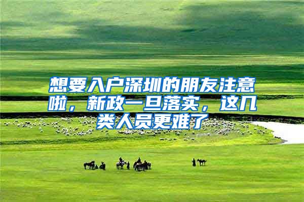 想要入户深圳的朋友注意啦,新政一旦落实,这几类人员更难了