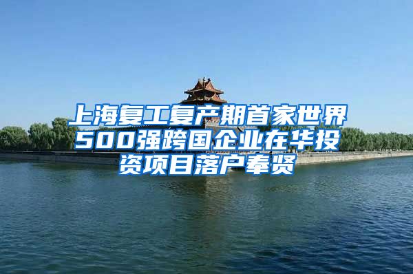 上海复工复产期首家世界500强跨国企业在华投资项目落户奉贤