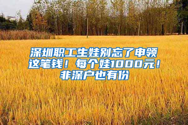 深圳职工生娃别忘了申领这笔钱!每个娃1000元!非深户也有份