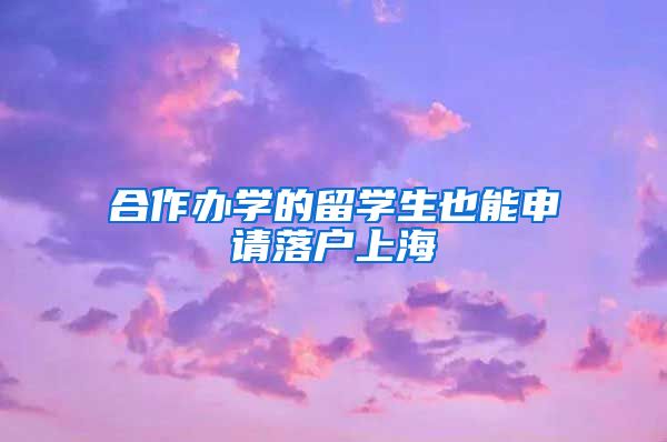 合作办学的留学生也能申请落户上海