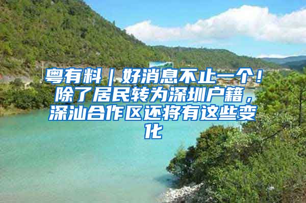 粤有料｜好消息不止一个！除了居民转为深圳户籍，深汕合作区还将有这些变化