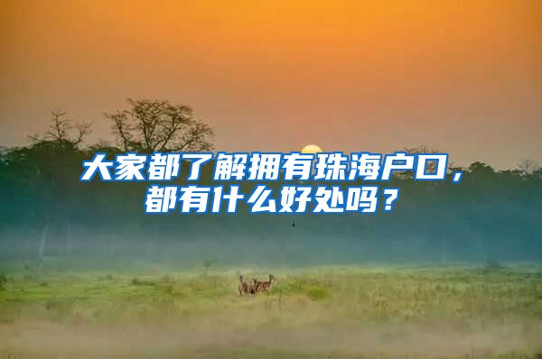 大家都了解拥有珠海户口，都有什么好处吗？