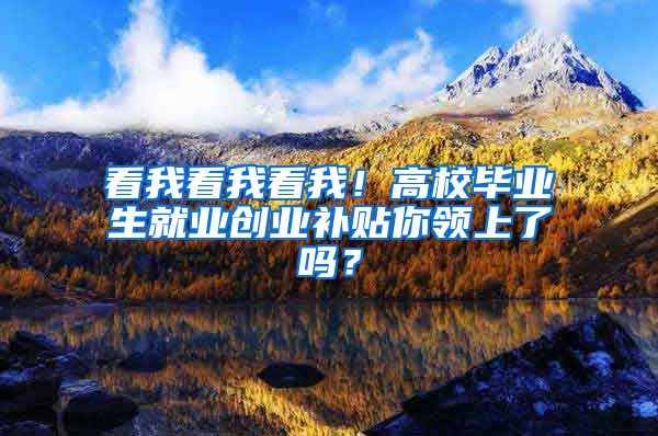 看我看我看我！高校毕业生就业创业补贴你领上了吗？