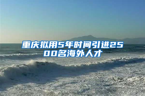 重庆拟用5年时间引进2500名海外人才